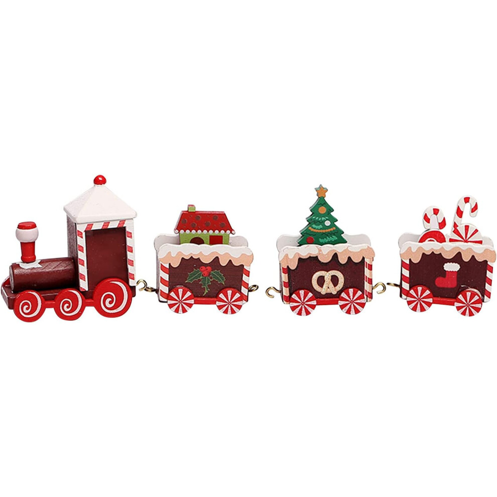 (B) Christmas Decorations Sale Christmas Decorations Wooden Four-section Train Gift Ornaments Holiday Decor Ornaments Decorations for Home Office Part