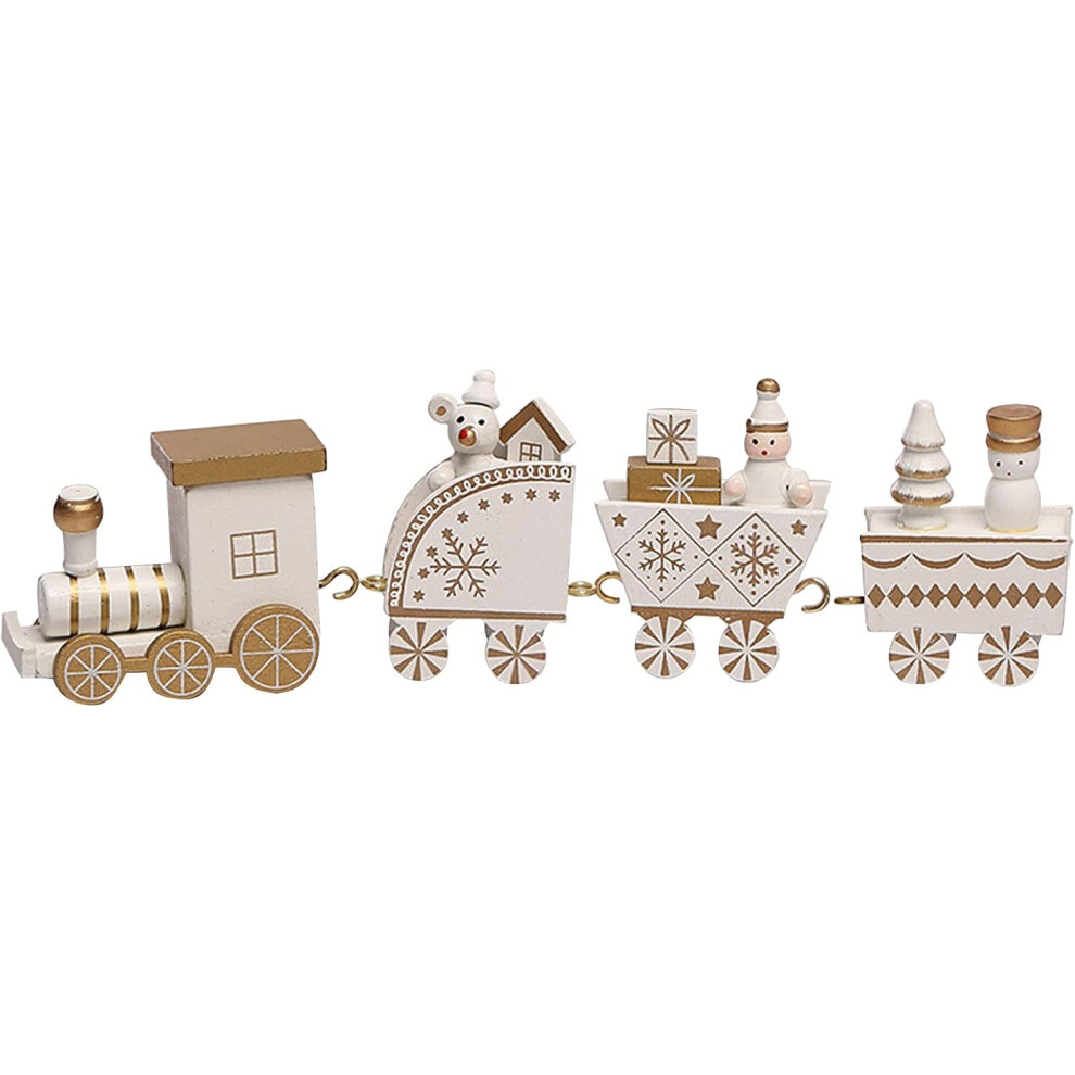 (D) Christmas Decorations Sale Christmas Decorations Wooden Four-section Train Gift Ornaments Holiday Decor Ornaments Decorations for Home Office Part