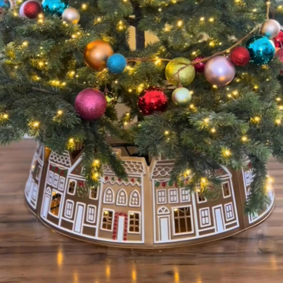 Gingerbread House Christmas Tree Skirt - LED Collar - Diameter 60CM/23