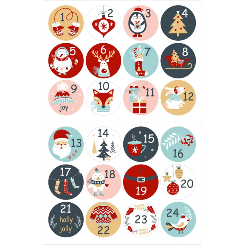 (B) Christmas Decorations Christmas Advent Calendar Numbers Sticker Sheet With 24 Stickers For DIY Gifts Xmas Christmas Decorations for Indoor Outdoor