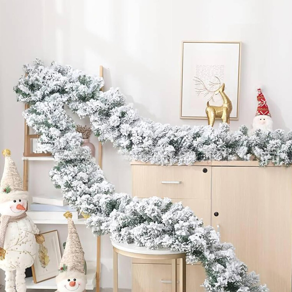 Christmas Decoration Christmas Tree Hanging Ornament Snow Flocked Christmas Garland Snowy Artificial Christmas Garland Winter Frosted Holiday Garland