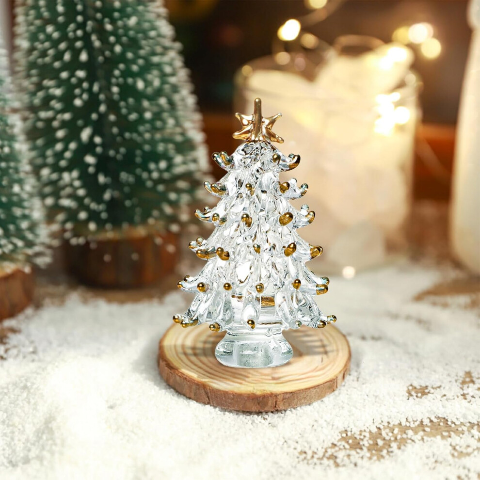 (Dd) Christmas Ornament Holiday Decorations - Mini Glass Tree Ornaments, Dollhouse Miniatures, Winter Figurines for Crafts, Xmas Party Decor
