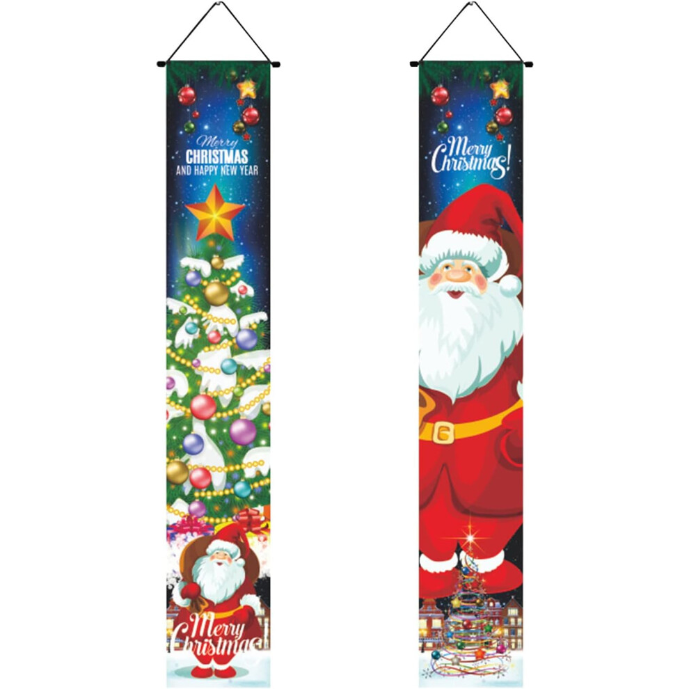 (E) Christmas Ornament Holiday Decorations Merry Christmas Banner Outdoor Indoor Christmas Decorations Welcome Hanging Couplet Christmas Ornament for