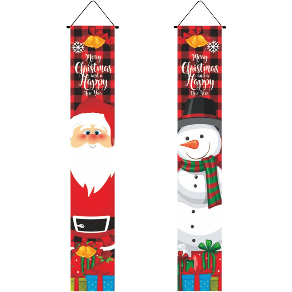 (C) Christmas Ornament Holiday Decorations Merry Christmas Banner Outdoor Indoor Christmas Decorations Welcome Hanging Couplet Christmas Ornament for