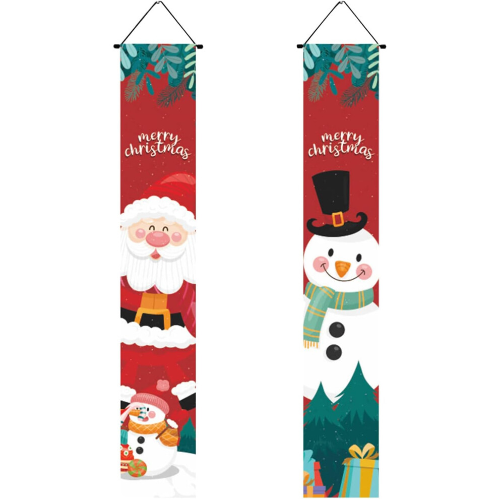 (B) Christmas Ornament Holiday Decorations Merry Christmas Banner Outdoor Indoor Christmas Decorations Welcome Hanging Couplet Christmas Ornament for