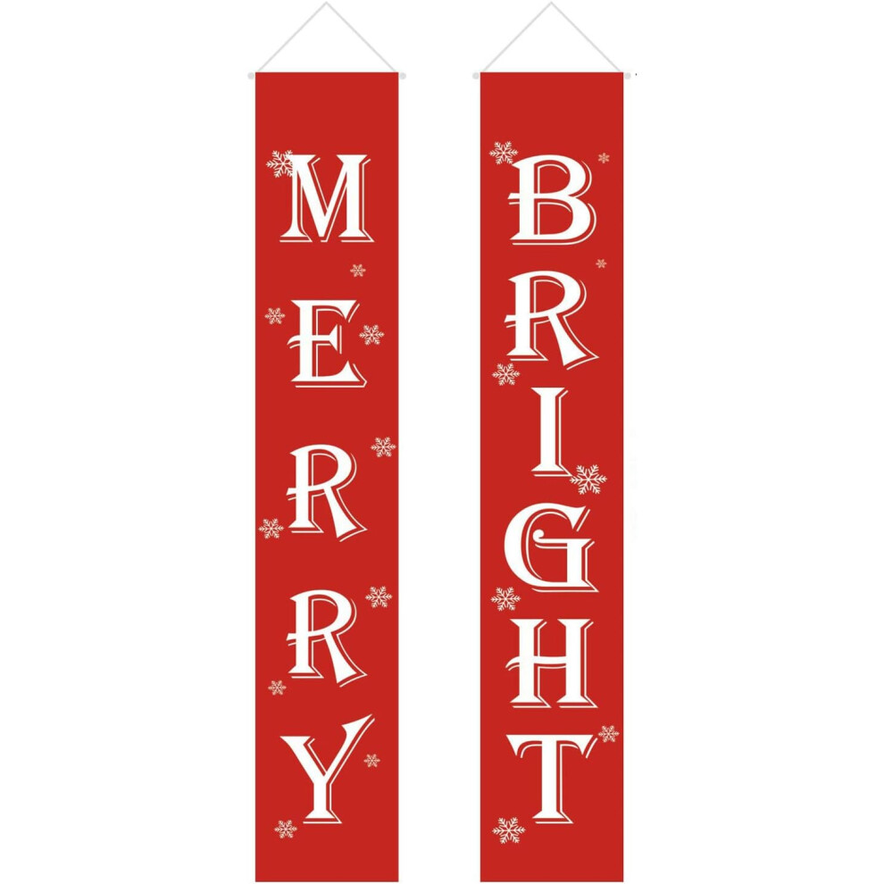 (A) Christmas Ornament Holiday Decorations Merry Christmas Banner Outdoor Indoor Christmas Decorations Welcome Hanging Couplet Christmas Ornament for