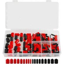 Rubber End Caps Assortment Kit 160 Pcs 9 Sizes Black Red Thread Protectors Tube Bolt Covers