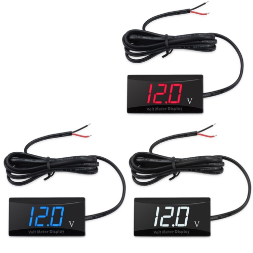 Voltímetro de bateria 12V com display digital e luz LED branca 2