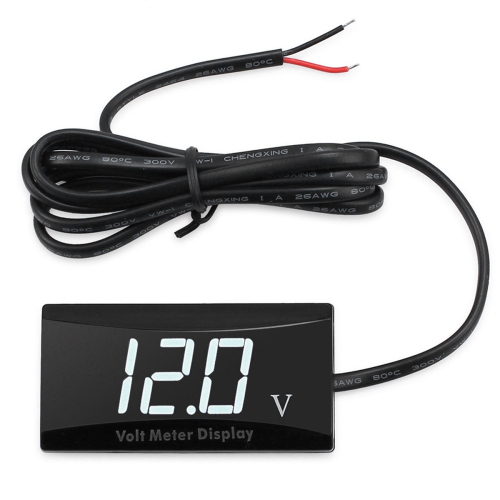 Voltímetro de bateria 12V com display digital e luz LED branca