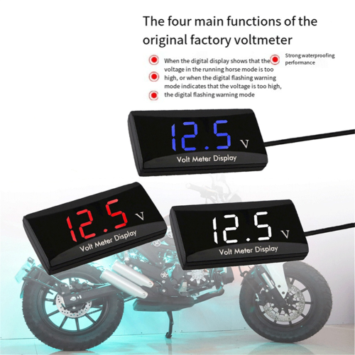 Voltímetro de bateria 12V com display digital e luz LED azul 1