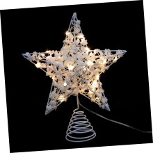 Christmas Tree Topper Iron Craft with LED Lights, Battery Powered, Safe and Easy to Install Holiday Treetop Decoration