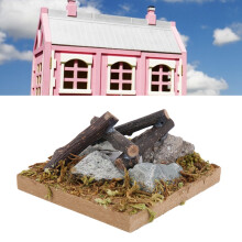 Miniatur Deko für Puppenhaus Garten mit Lagerfeuer und Holzmodell
