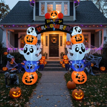 8ft Halloween Inflatable Pumpkin Archway Decorations with Build-in LED Lights