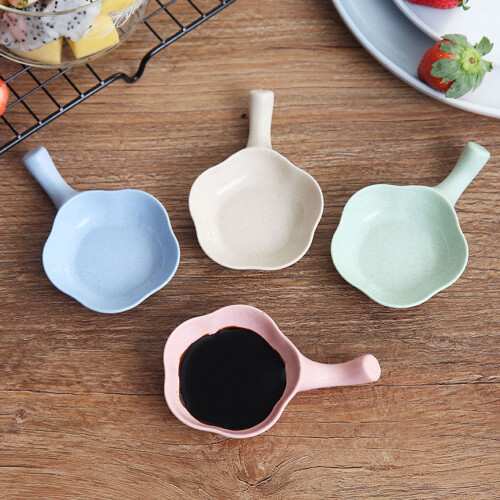 4pcs Straw Chopstick Spoon Holder Sauce Dish Set 2