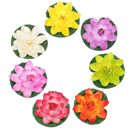 14pcs Artificial Floating Water Lily Plastic Lotus Pond Decor 1