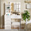 White Dressing Table Stool Set with LED Lights Mirror Vanity Desk UK 4