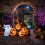 Living And Home 8ft Halloween Inflatable Pumpkin Outdoor Decorations with Witch & Ghost 1