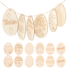 108pcs Wooden Easter Egg Ornaments Unfinished Decor