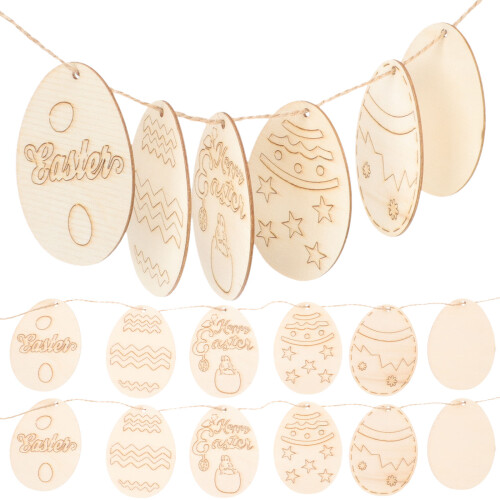 108pcs Wooden Easter Egg Ornaments Unfinished Decor 2