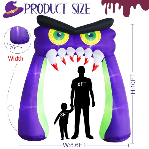 10FT Giant Owl Halloween Inflatable Archway with LED Lights 2