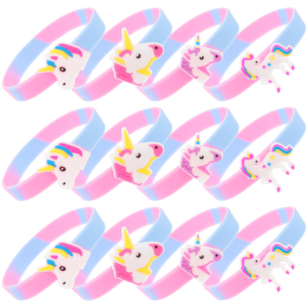 12pcs Unicorn Bracelets Party Favors Wristbands-image-OPC-PKBHPFM-NEW