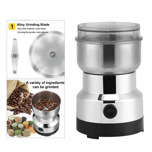 Electric Coffee Grinder with Stainless Steel Plug