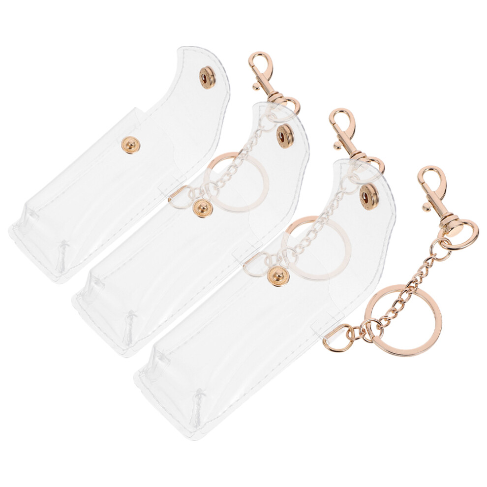 Totority 12Pcs Pvc Keychain Transparent Lipstick Holder Multi-Use Pouch