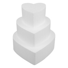 3pcs Foam Heart Cake Dummies White Fake Wedding School Modeling
