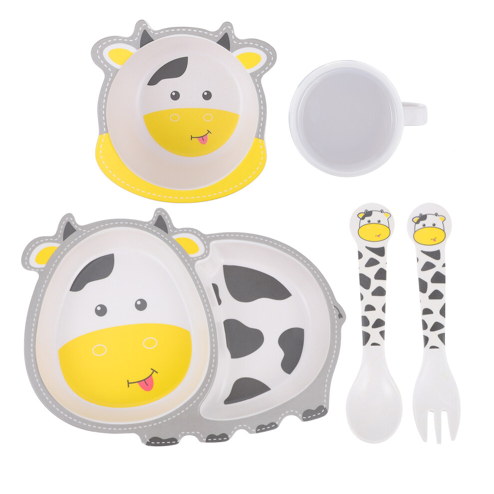 5Pcs Fiber Kids Tableware Set Plate Bowl Fork Ohphcall