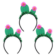 3pcs Party Headband Cactus Hair Hoop for Tropical Events