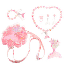 Kids Jewelry Set: Mermaid Earrings, Clip, Necklace, Bracelet, Ring