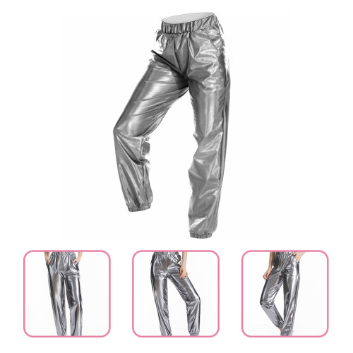 1Pantalon Femme Disco Élastique Polyester Durable Soirée 1