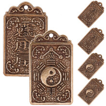 12 Pcs Eight Diagrams Diy Brass Charm Pendant Key Ring Hanging