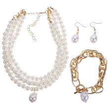 1Set Bruids Sieradenset Parels Met Ketting Speciale Gelegenheden