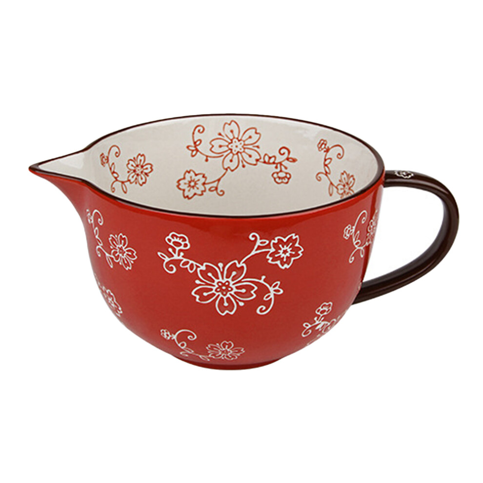 1pc Ceramic Egg Mixing Bowl Red Food Bowl
