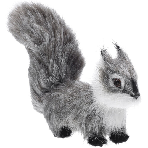 3Pcs Vivid Grey Squirrel Figurines Cute Plush Decorations for Home 1