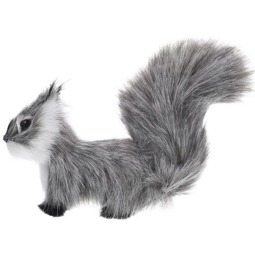 3Pcs Vivid Grey Squirrel Figurines Cute Plush Decorations for Home 2