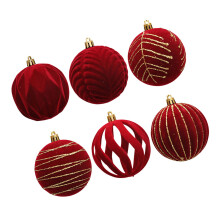 6Pcs Christmas Baubles Colorful Christmas Tree-Date red