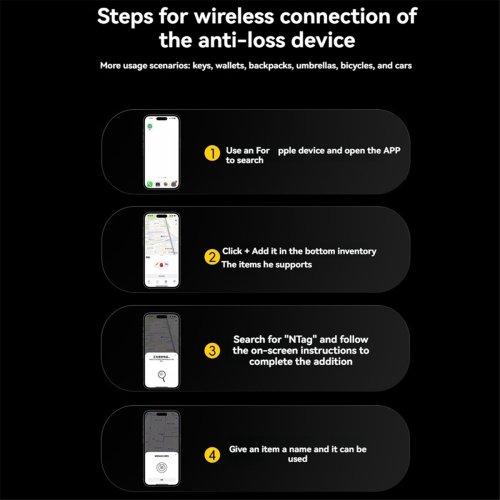 Mini Smart N Tag Wireless Bagages Tracker Funcționează cu Negru 1