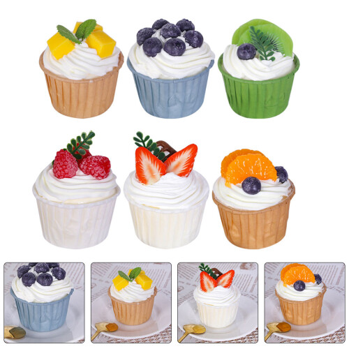 6pcs Fake Cupcake Models Realistic Dessert Display 2