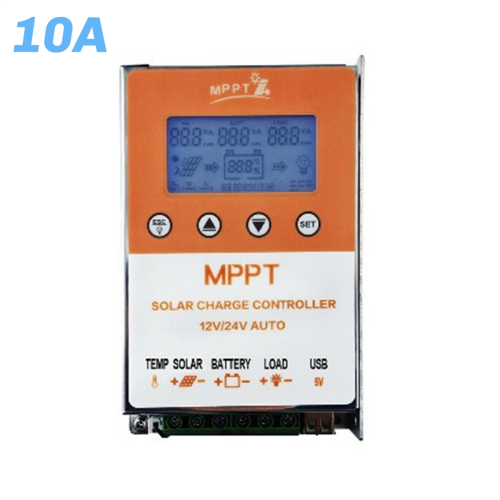 Fotovoltaisk MPPT solcelleregulator med baggrundsbelyst display 10A 1