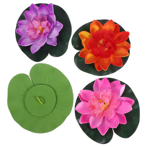 16pcs Floating Artificial Lotus Flowers for Pool Aquarium Decor 2