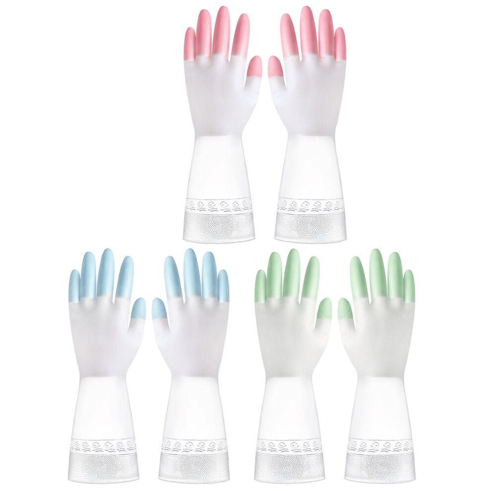 3pairs Waterproof Anti-Slip Kitchen Cleaning Gloves S-image-OPC-PKBJGNF-NEW