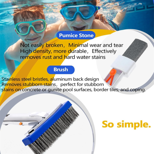 Kit de pedra-pomes para piscina e escova de aço inoxidável de 5 polegadas para piscina 1