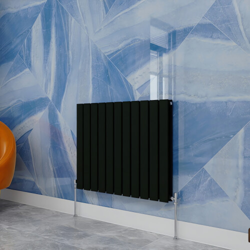 (Black, 600x748mm) Designer Flat Panel Radiator Double