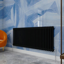 (Black, 600x1460mm) Traditional 2 Column Cast Iron Style Radiator