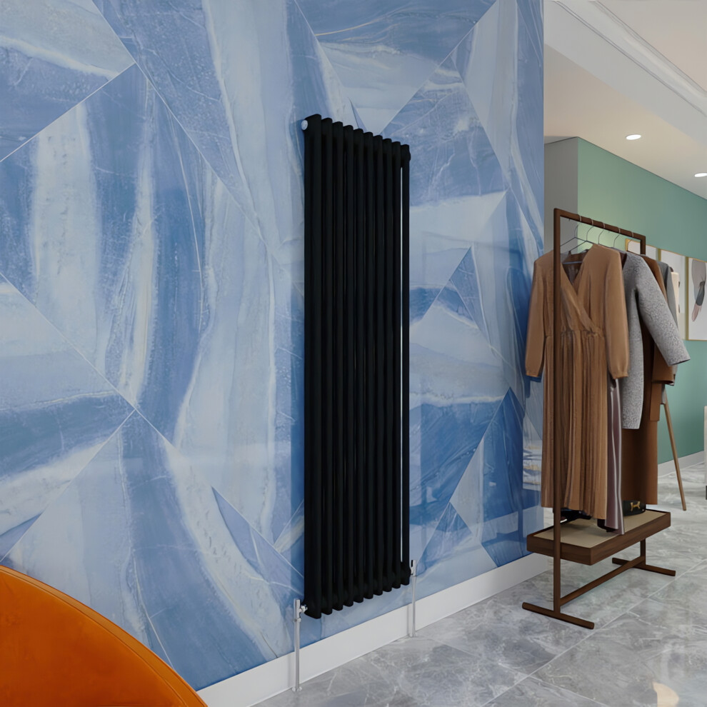 (Black, 1500X470mm) Traditional 2 Column Cast Iron Style Radiator 5054100009420