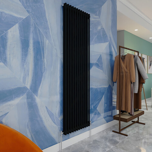 (Black, 1800x560mm) Traditional 2 Column Cast Iron Style Radiator