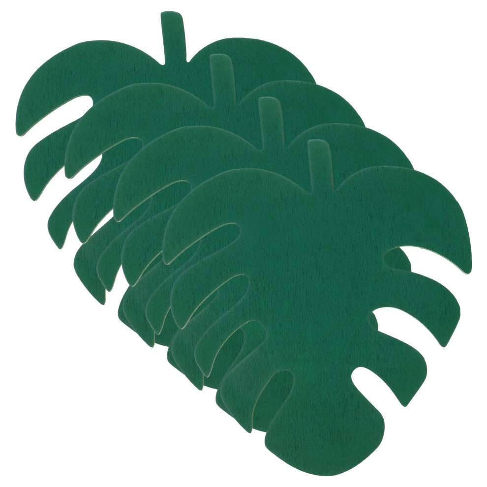 4pcs Leaf Shaped Wooden Coasters Cup Pads-image-OPC-PKBJJSJ-NEW