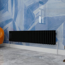 (Black, 300x1460mm) Traditional 3 Column Cast Iron Style Radiator